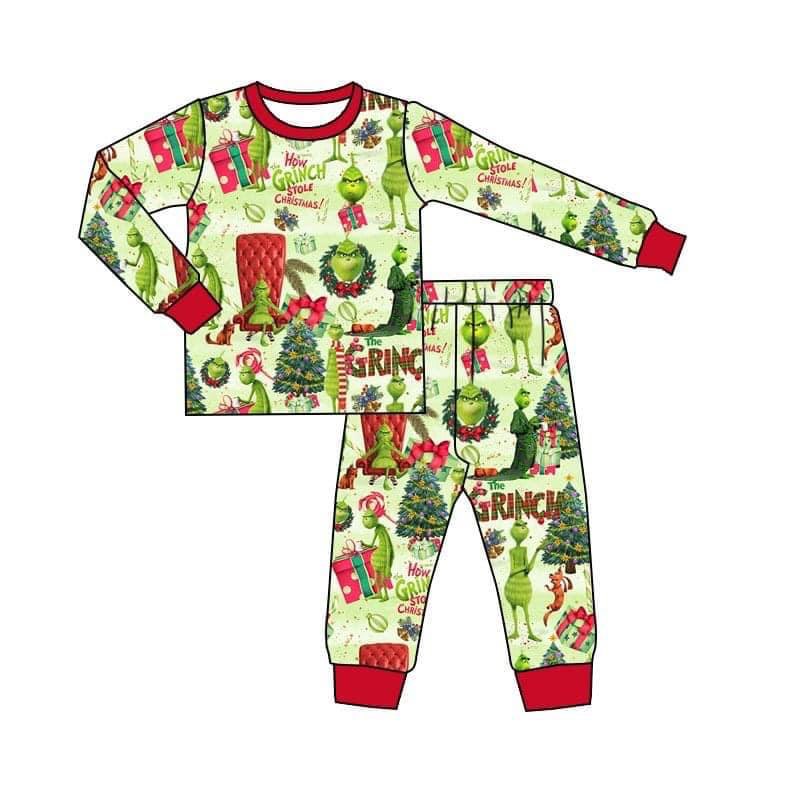 Christmas baby boys green tree pajamas legging sets