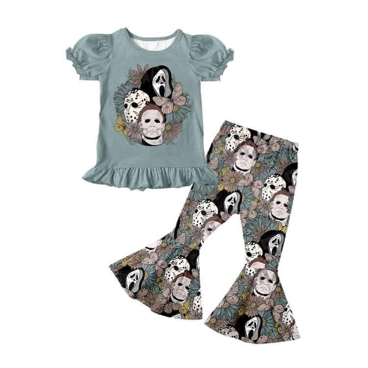 Baby Girls Halloween Flower cartoon bell pants clothes sets