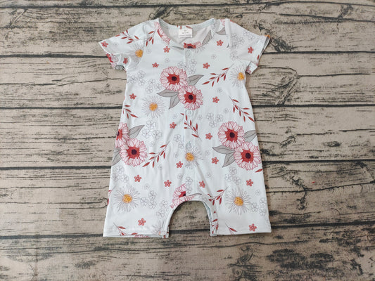 Baby Girls Pink Flowers Floral Rompers