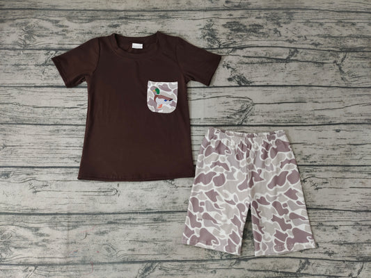 Baby Boys Brown Duck Camo Summer Shorts Sets