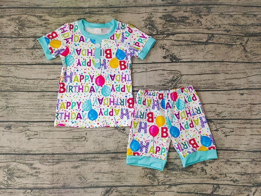 Baby Boys Summer Birthday Parthy Pajamas Shorts Sets