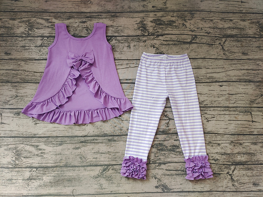 Baby Girls Lavender Tunic Stripe Legging Pants Clothes Sets