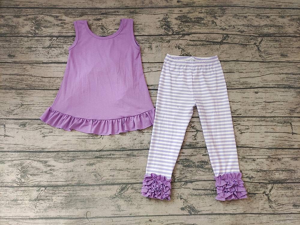 Baby Girls Lavender Tunic Stripe Legging Pants Clothes Sets