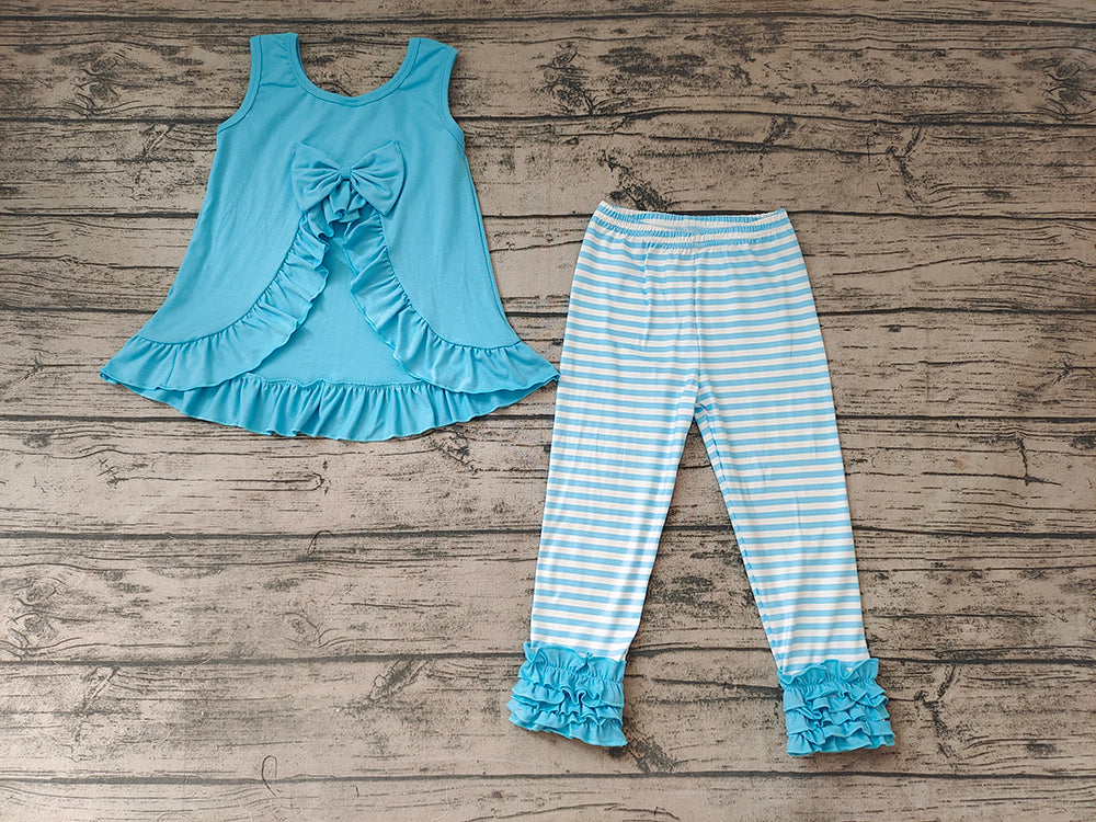 Baby Girls Blue Tunic Stripe Legging Pants Clothes Sets