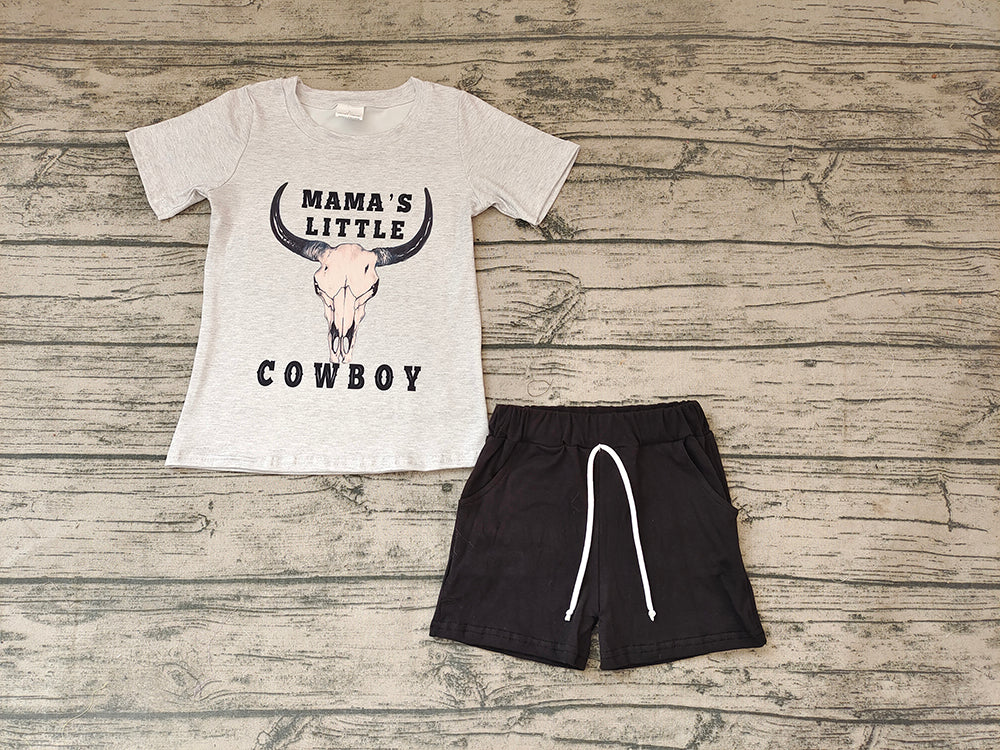 Baby Boys Mama's Little Cowboy Western Summer Shorts Sets