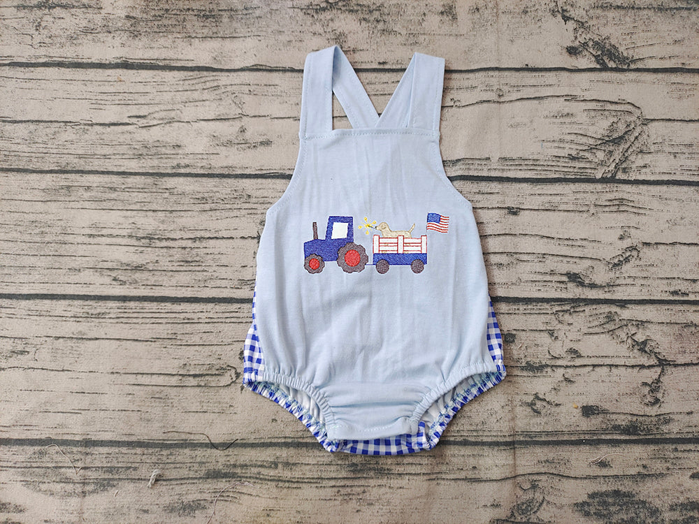 Baby Boys 4th of July Dog Bubble Rompers