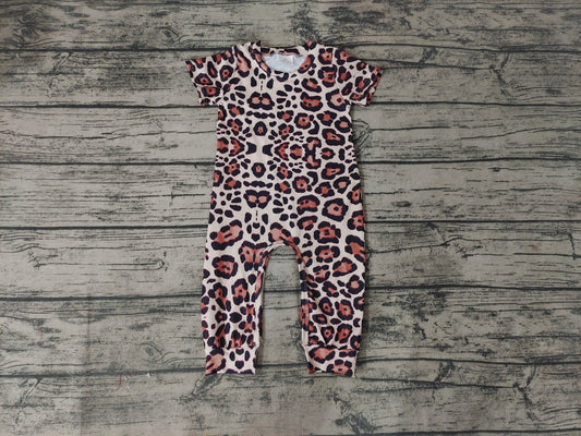 Baby Girls Leopard Short Sleeve Summer Rompers