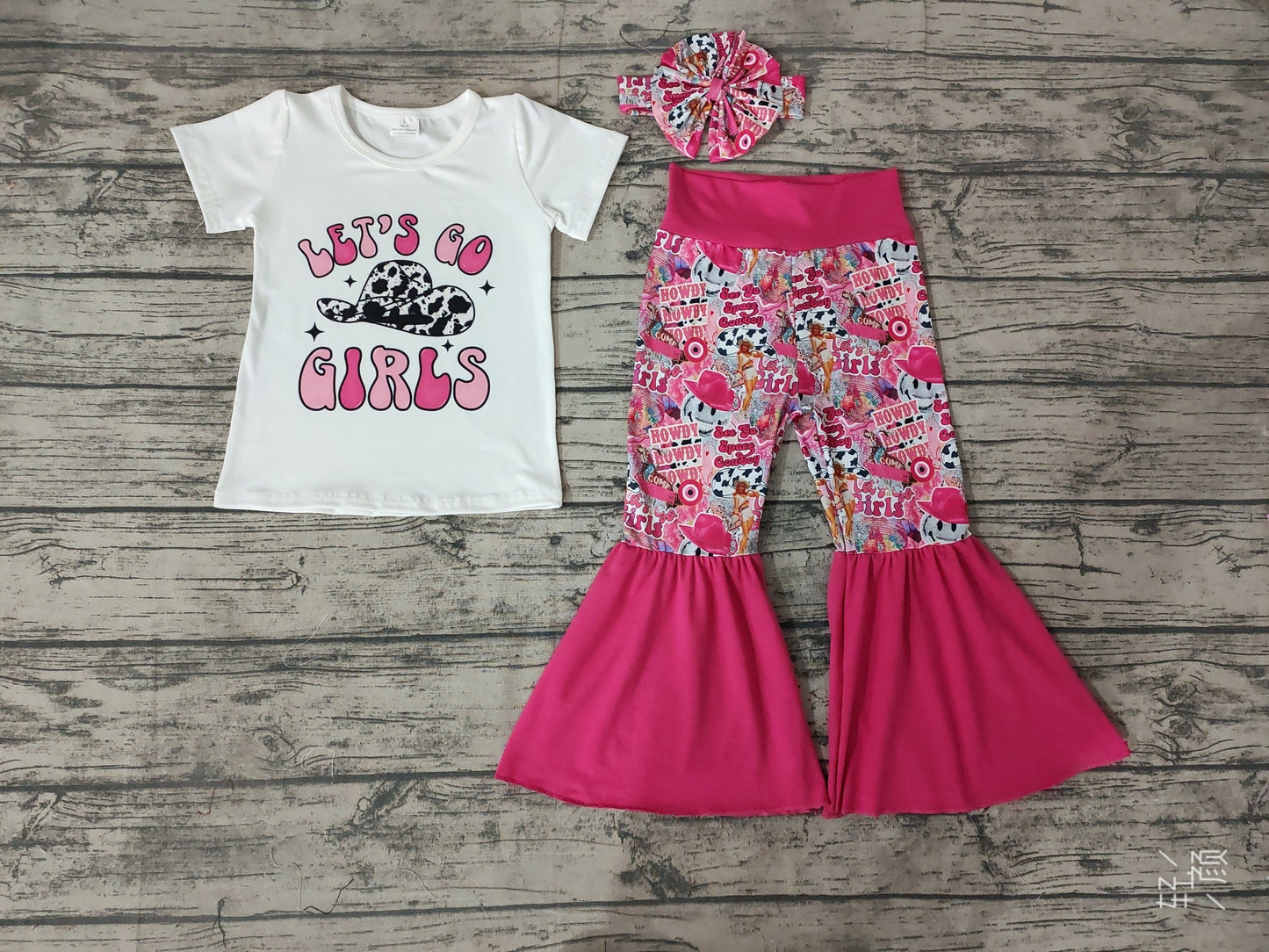 Baby Girls Let's Go Girls Western Bell Pants Clothes Sets