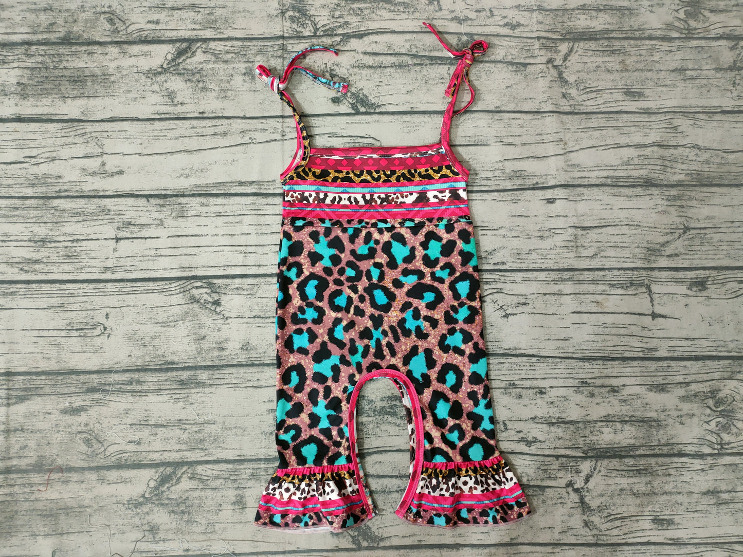 Baby Girls Leopard Strap Summer Rompers