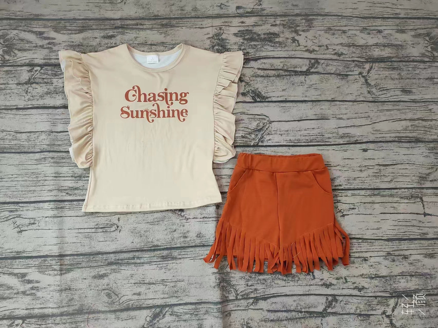 Baby Girls Chasing Sunshine Tassel Shorts Clothes Sets