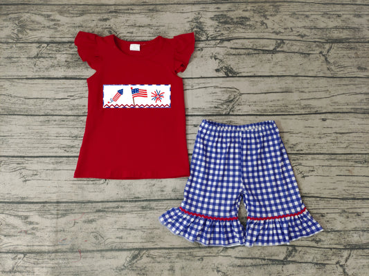 Baby Girls July 4th Summer Shorts Clothes Sets