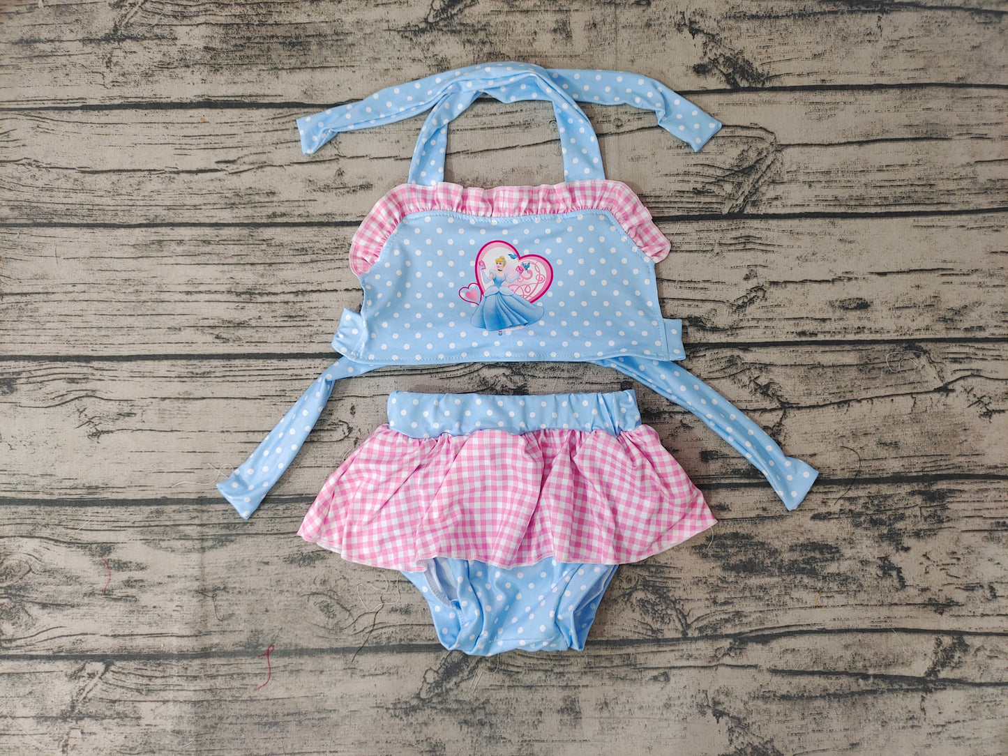 Baby Girls 2pcs Summer Princess Blue Color Swimsuits