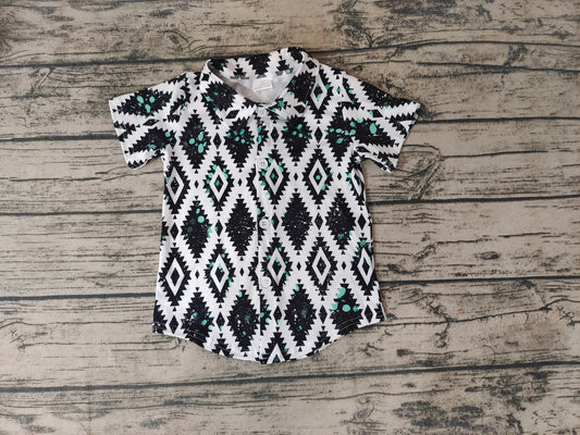 Baby Boys Aztec Blue Short Sleeve Shirts Tops