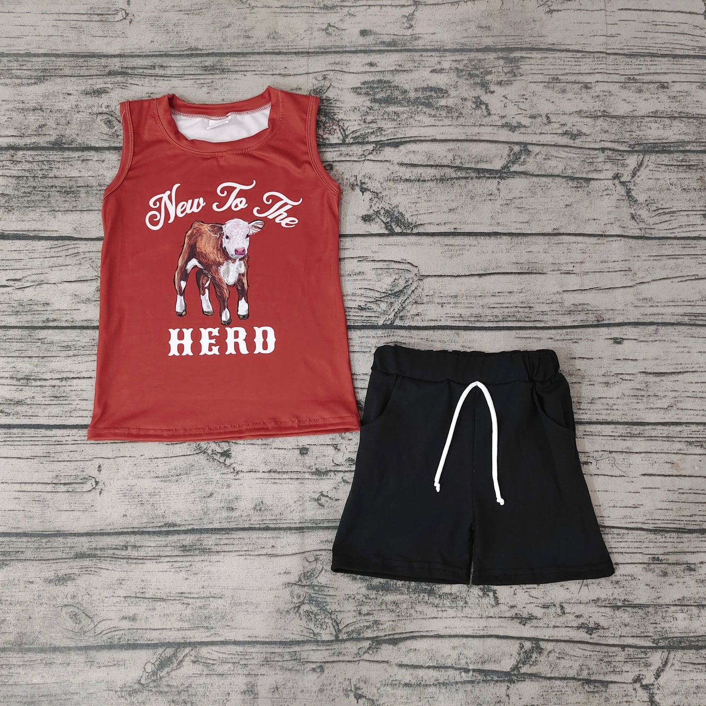 Baby Boys Summer Western Cow Herd Tee Shirts Shorts Sets