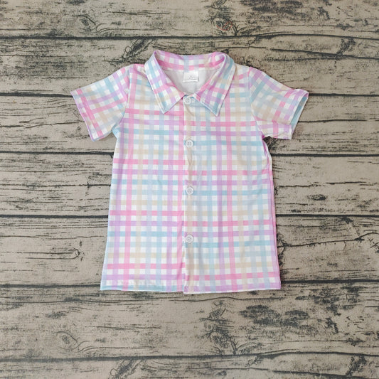 Baby Boys Plaid Spring Short Sleeve Shirts Tops