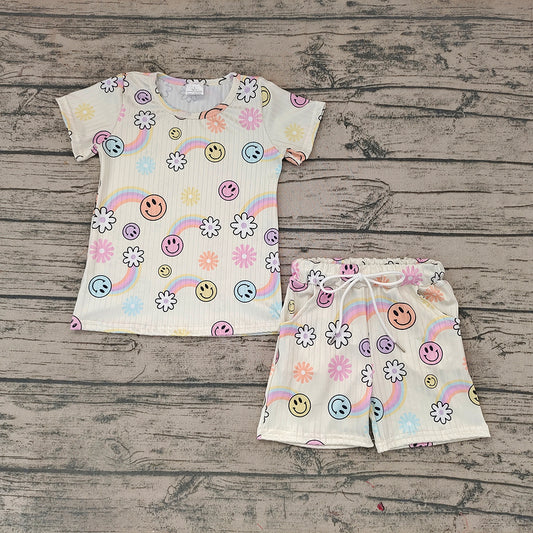 Baby Girls Smile Short Sleeve Tee Shirts Summer Clothes Sets