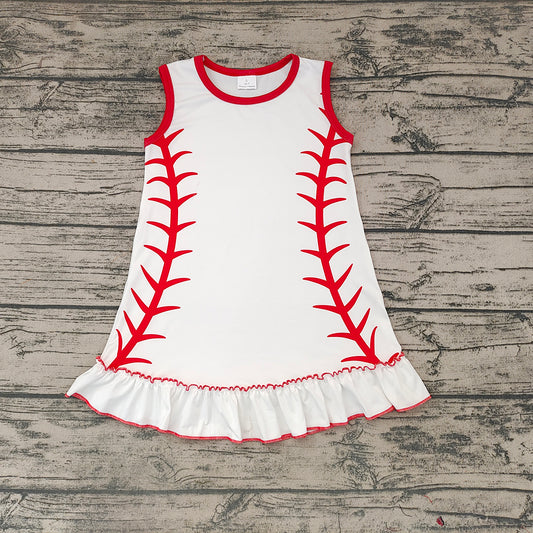 Baby Girls Baseball Sleeveless Knee Length Dresses