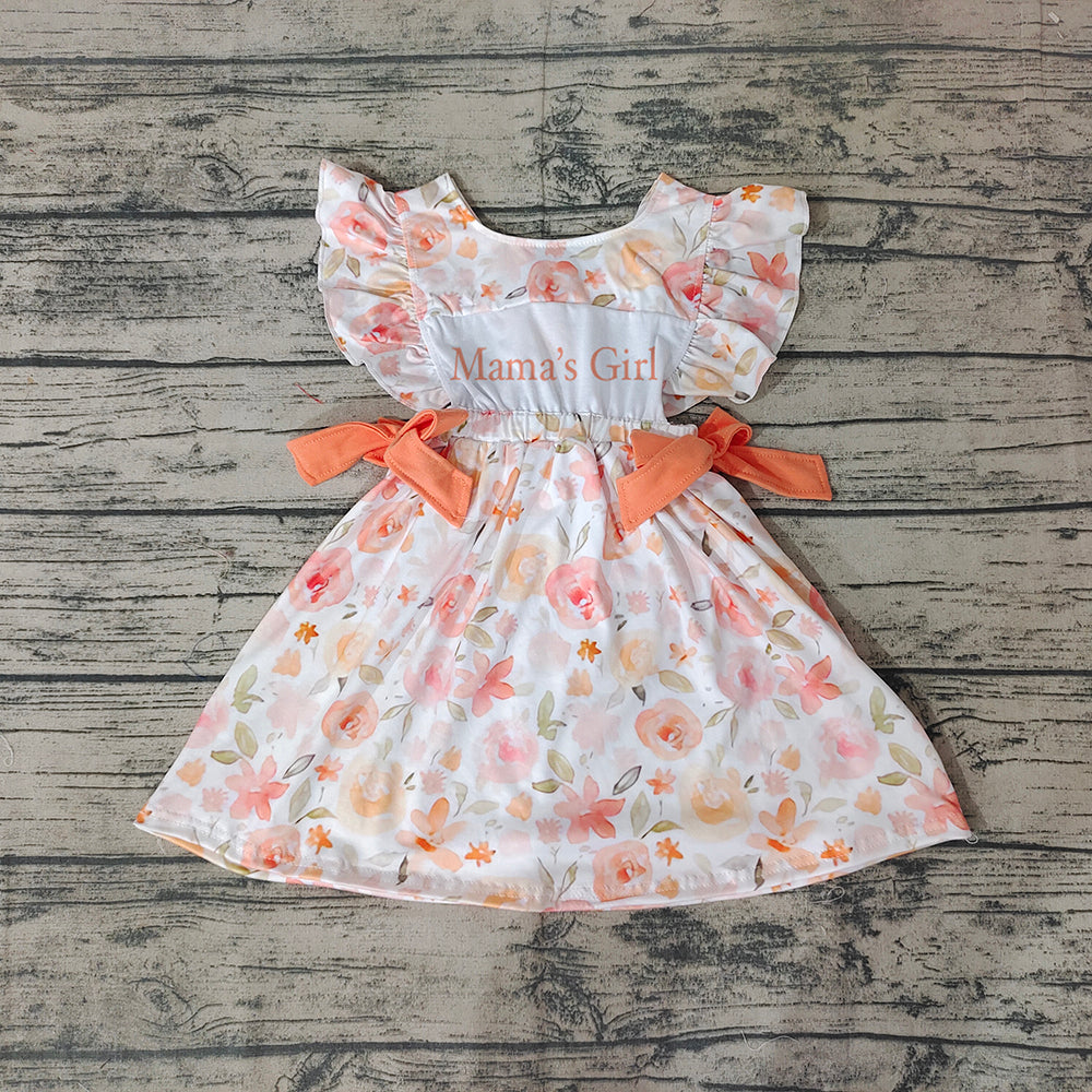 Baby Girls Mama's Girl Orange Floral Knee Length Dresses