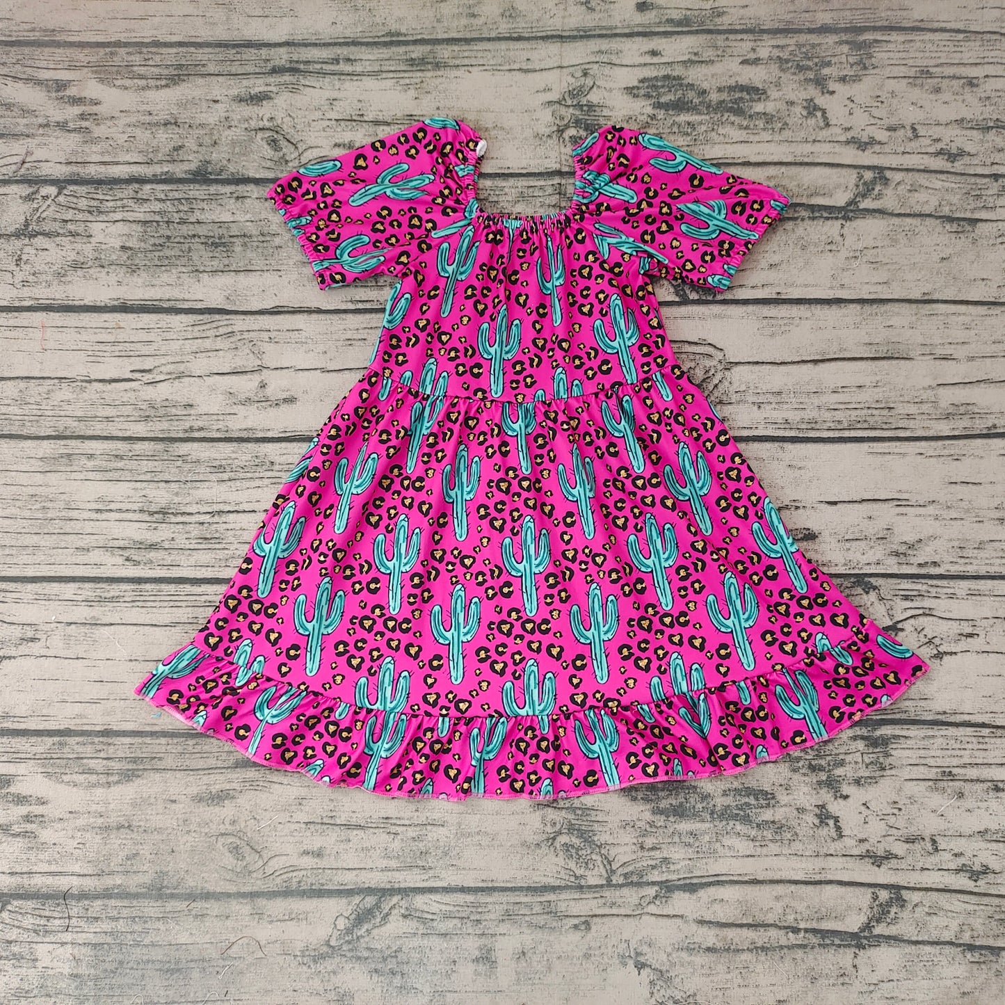 Baby Girls Western Cactus Pink Knee Length Dresses