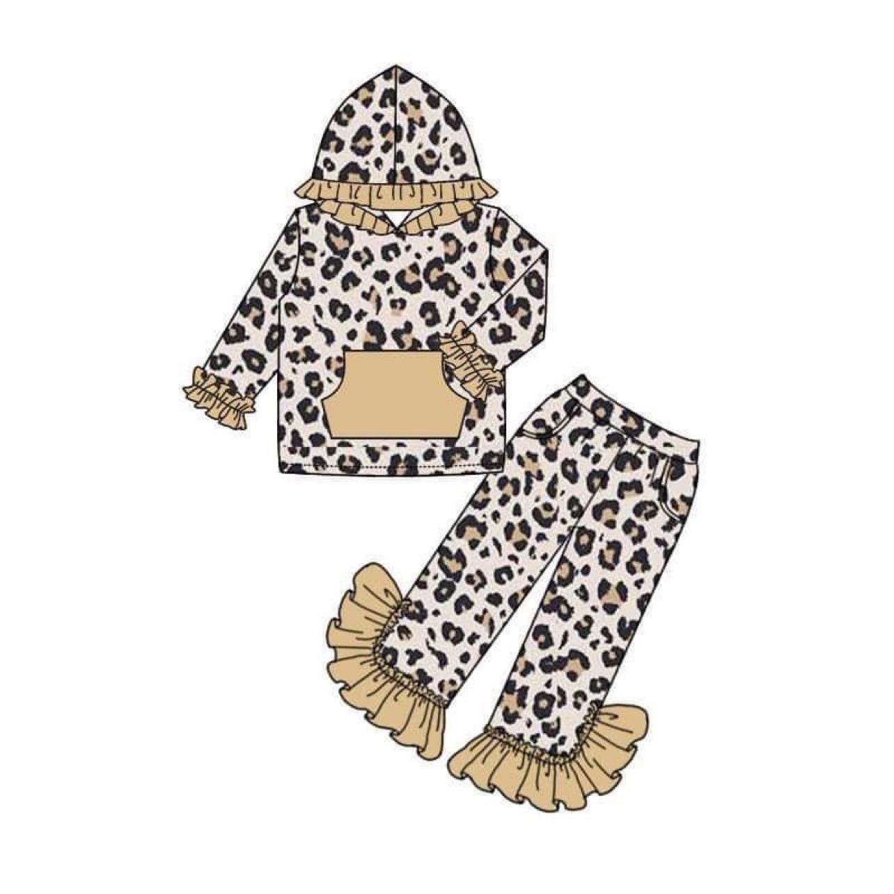 baby girls leopard hoodie top pants sets