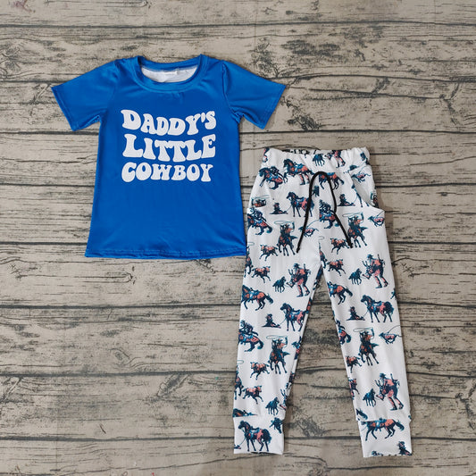 Baby Boys Daddy's Little Cowboy Western Pants Outfits Clothes Sets