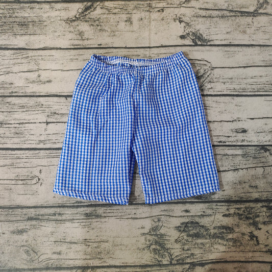 Baby Boys Blue Plaid Seersucker Fabric Shorts