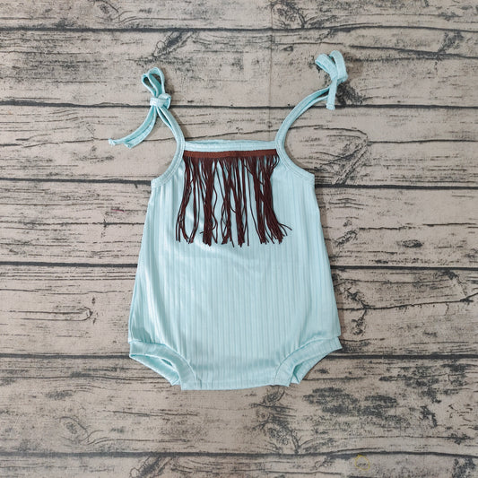 Baby Girls Tassel Aqua Straps Rompers