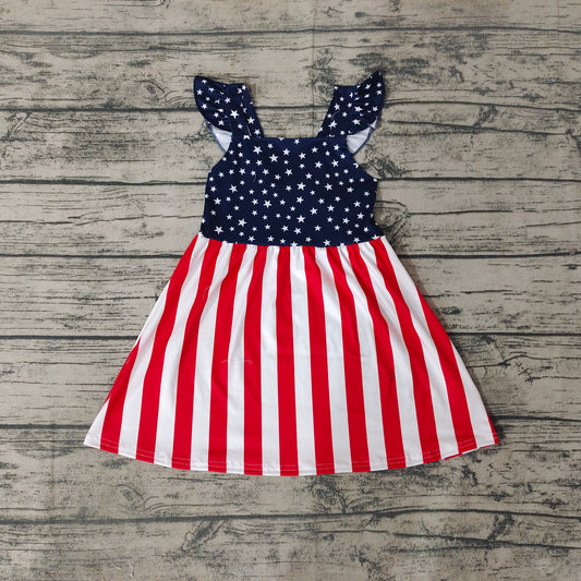 Baby Girls 4th of July Star Stripe Knee Length Dresses