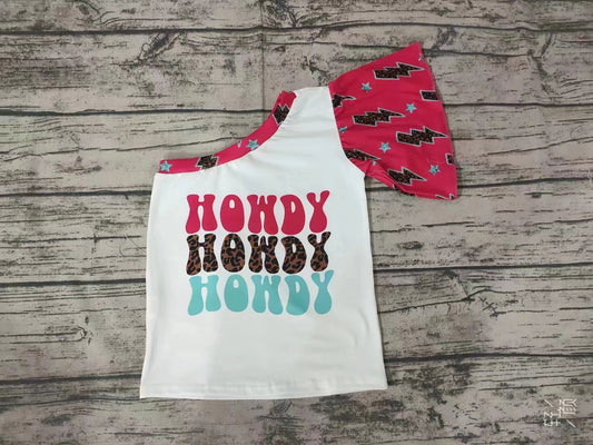 Baby Girls Howdy Western One Shoulder Shirts Tops