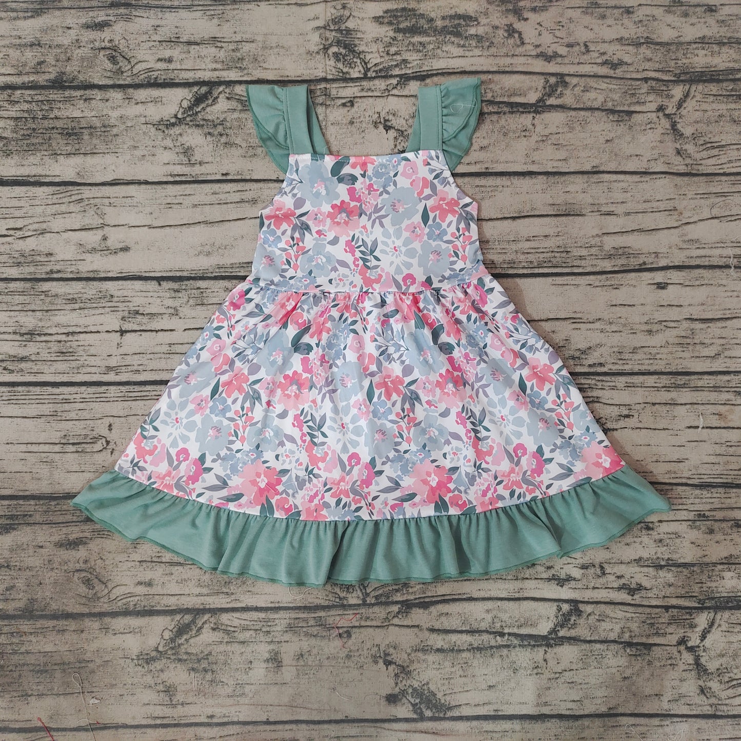 Baby Girls Green Floral Knee Length Dresses