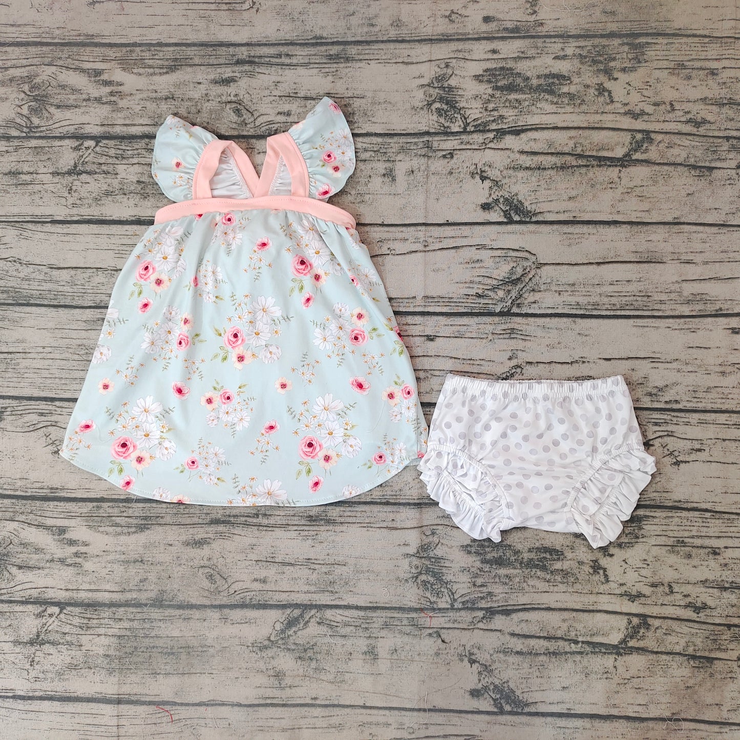 Baby Girls Green Floral Bummie Sets