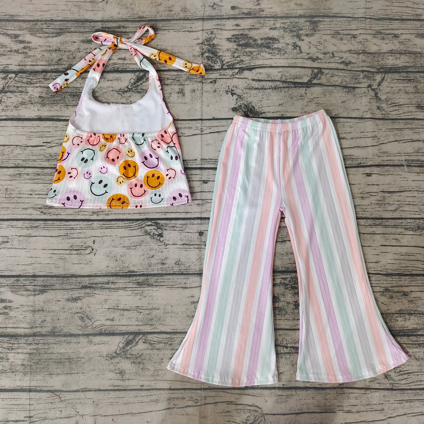 Baby Girls Smile Halter Top Bell Bottom Pants Sets