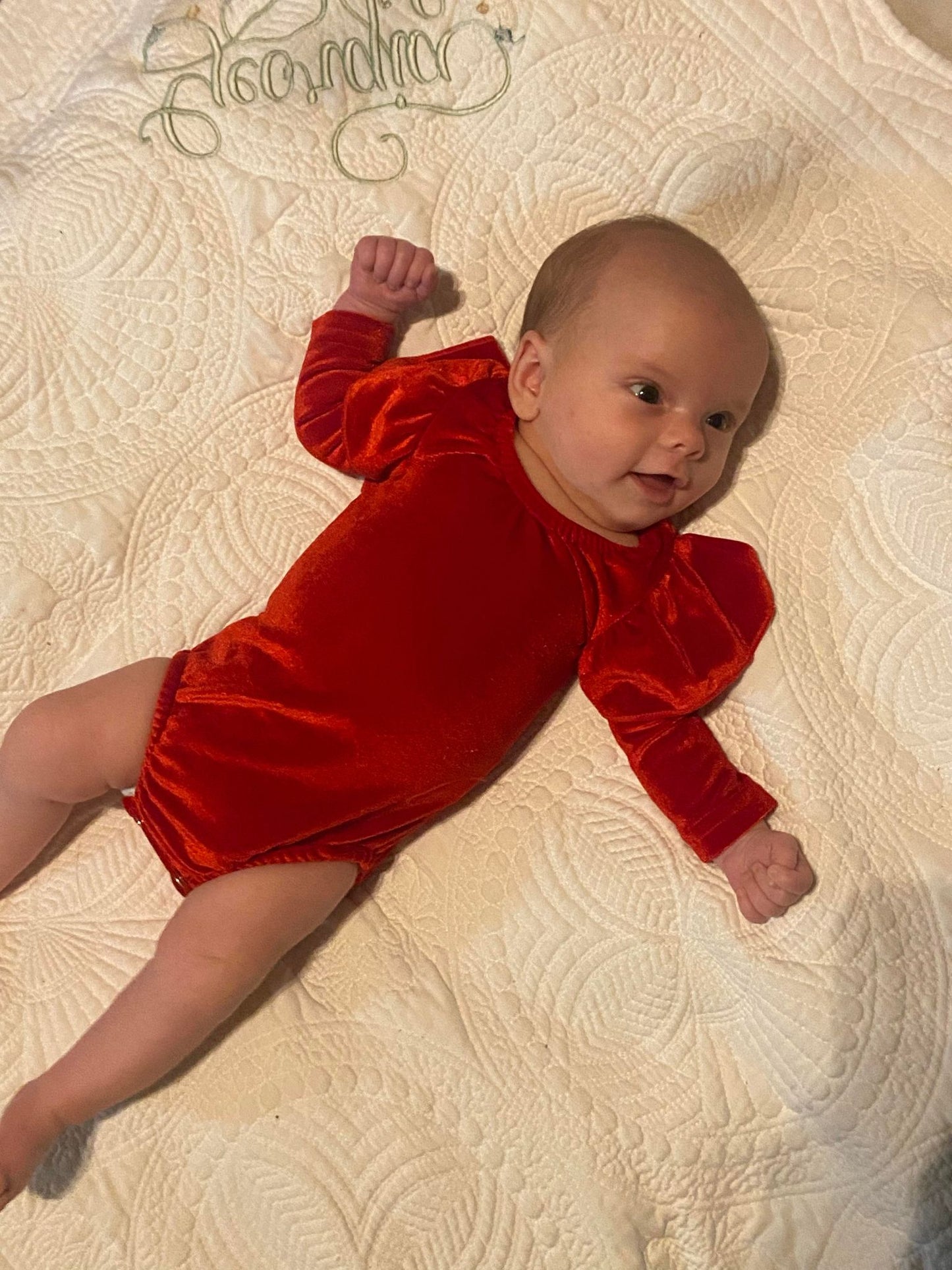 Baby girls Red Velvet Long Sleeve Leotards