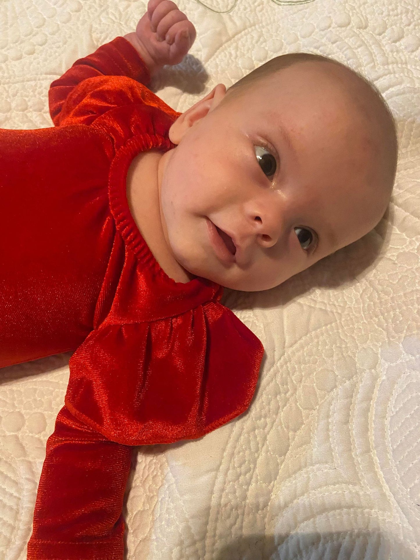 Baby girls Red Velvet Long Sleeve Leotards