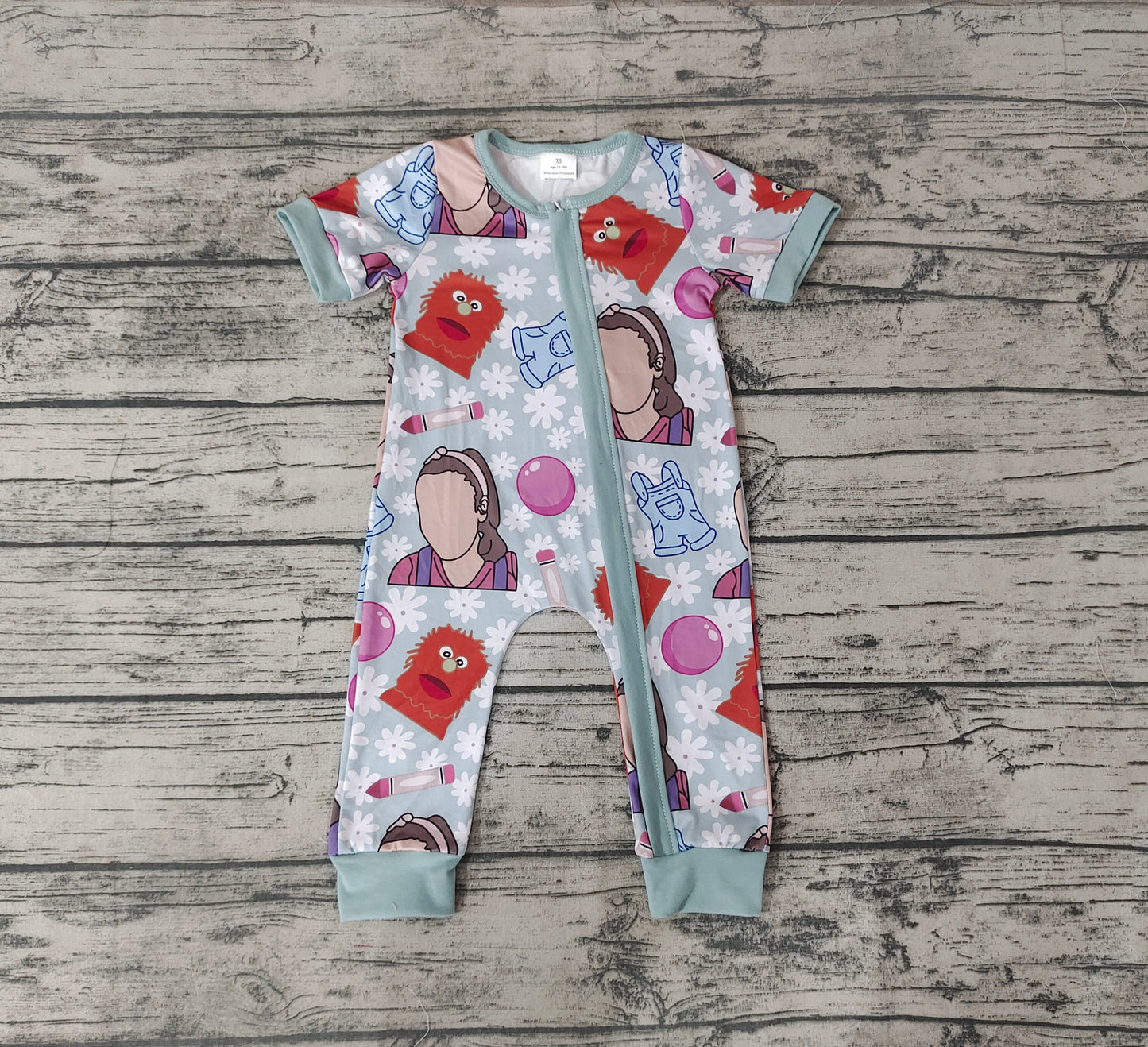 Baby Girls Blue Teacher Zip Rompers