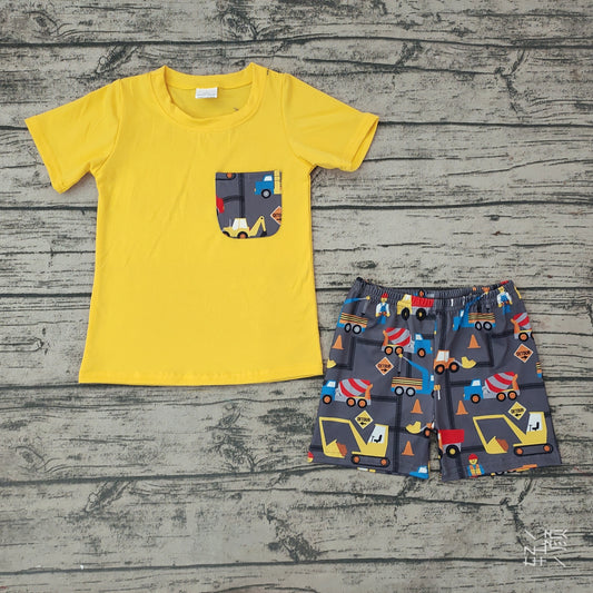 Baby Boys Summer Construction Pocket Top Shorts Clothes