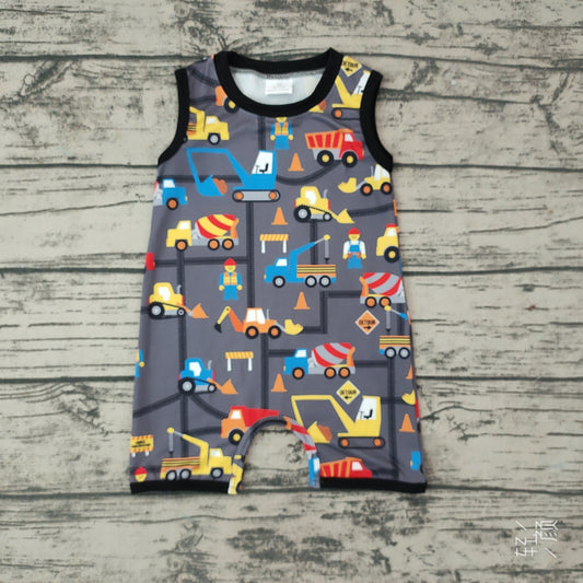 Baby Boys Summer Sleeveless Construction Rompers