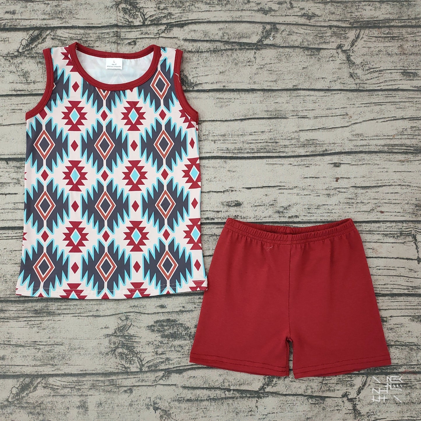 Baby Boys Western Aztec Sleeveless Tee Shirts Shorts Sets