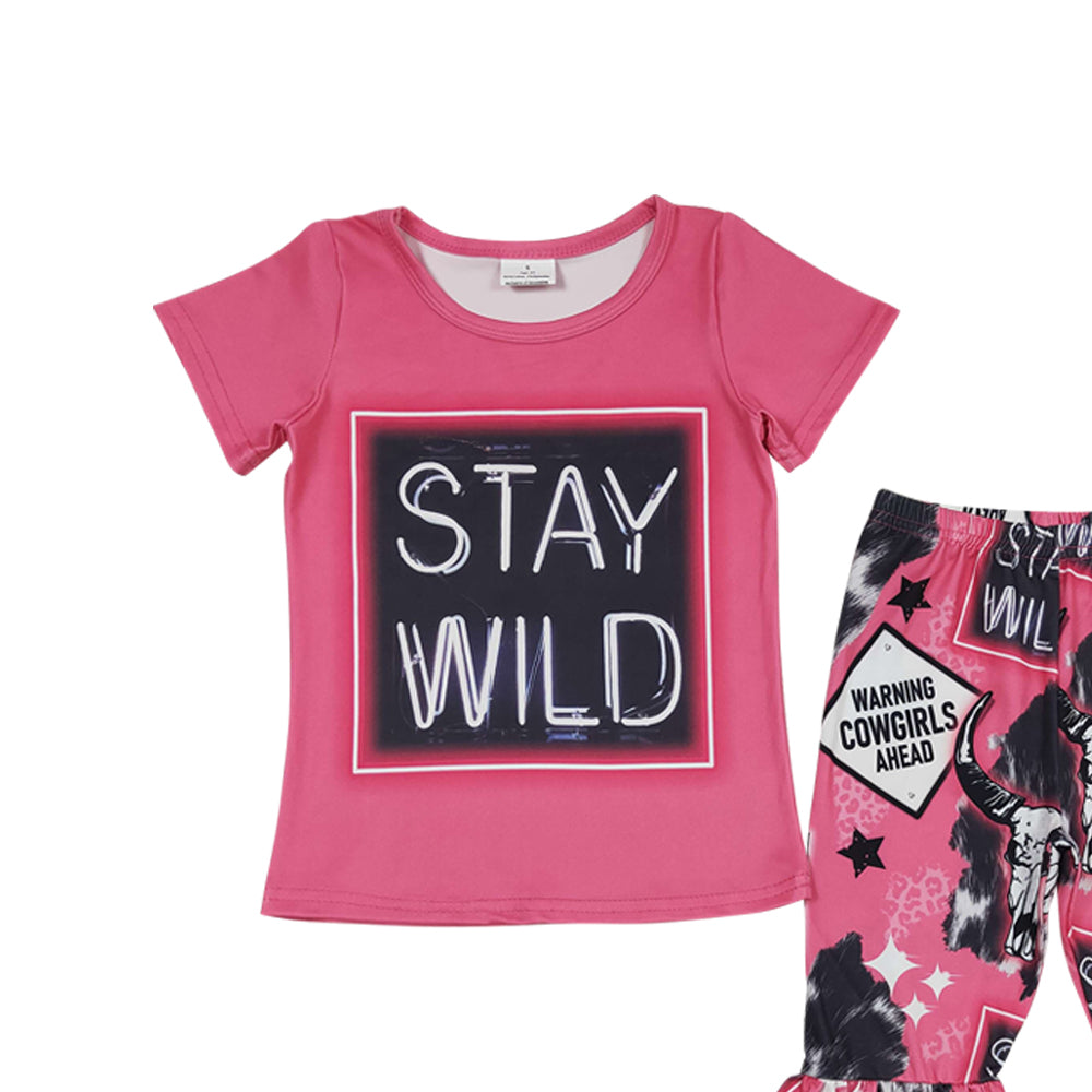 Baby Girls Stay Wild Pink Western Bell Pants Clothes Sets