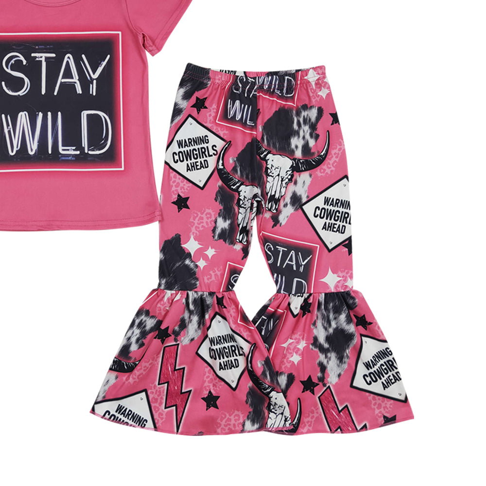 Baby Girls Stay Wild Pink Western Bell Pants Clothes Sets