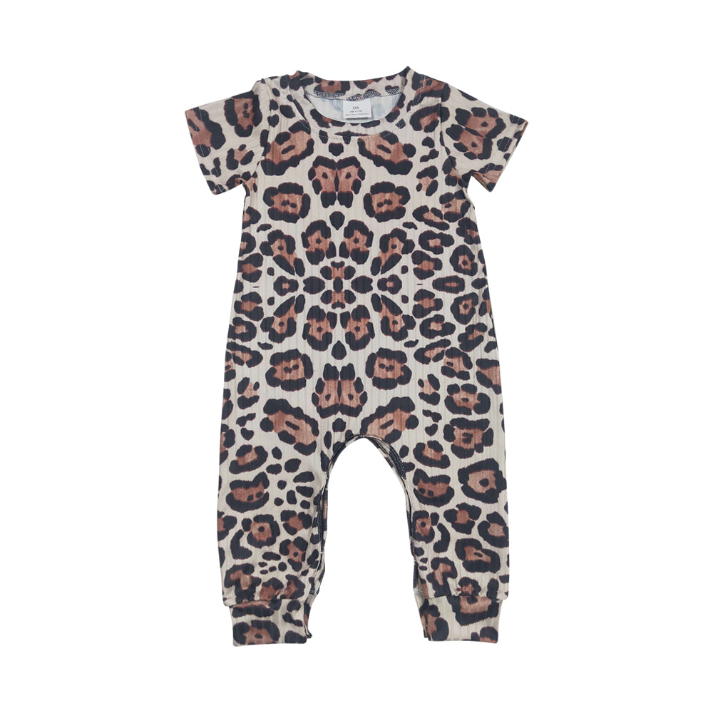 Baby Girls Leopard Short Sleeve Summer Rompers