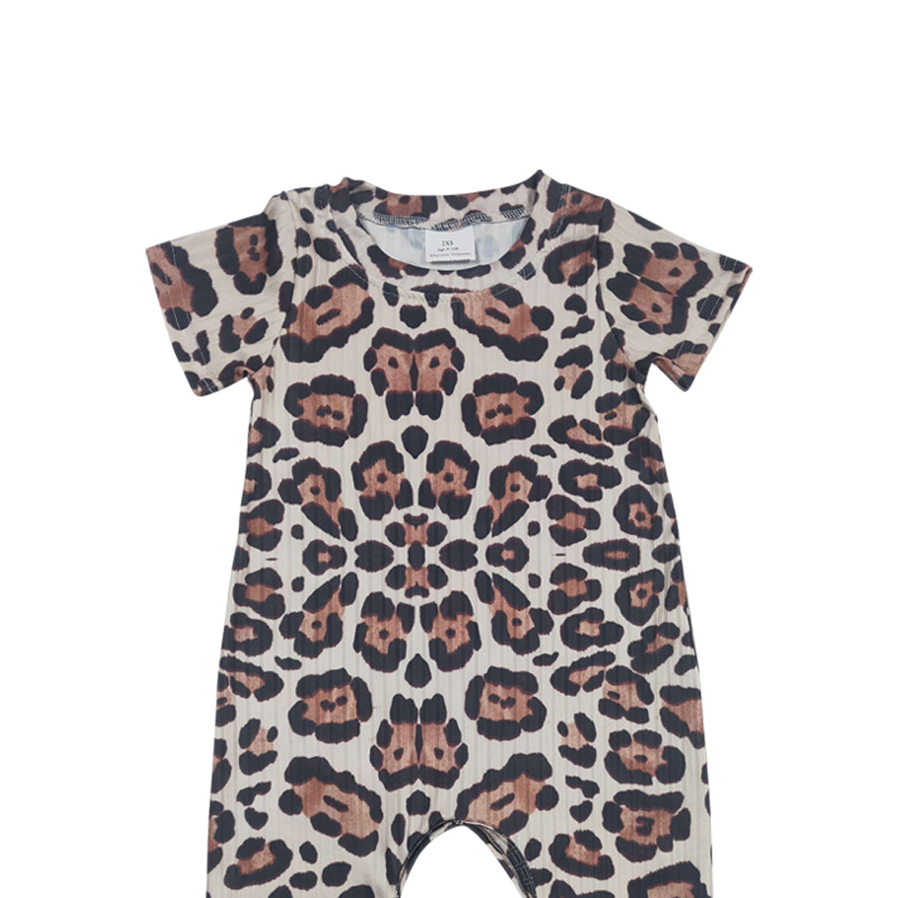 Baby Girls Leopard Short Sleeve Summer Rompers