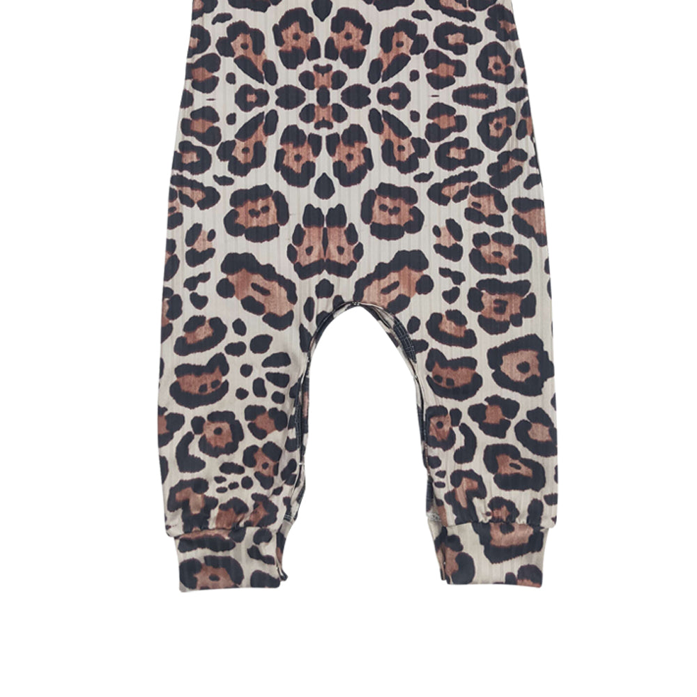Baby Girls Leopard Short Sleeve Summer Rompers