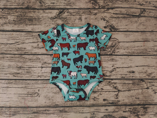 Baby Boys Western Cow Summer Rompers