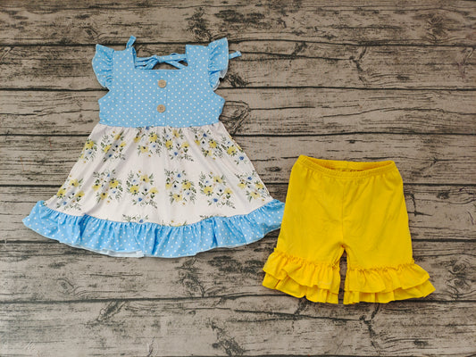 Baby Girls Floral Ruffle Tunic Shorts Summer Outfits Clothes Sets