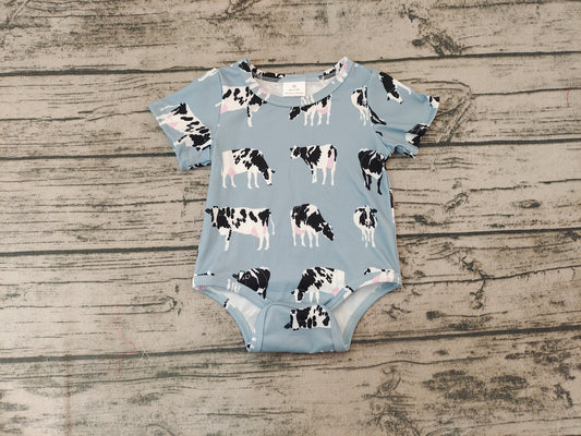 Baby Boys Cow Western Short Sleeve Summer Rompers