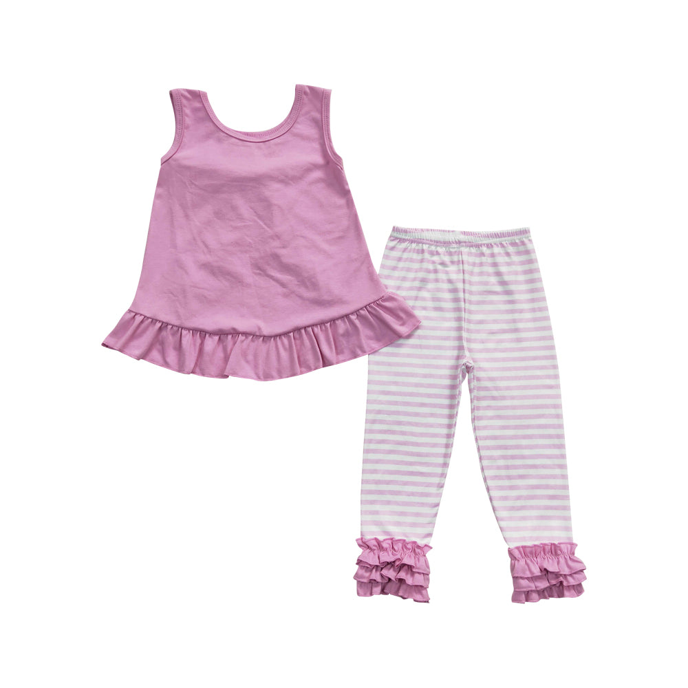 Baby Girls Pink Bow Tunic Stripe Icing Legging Pants Clothes Sets