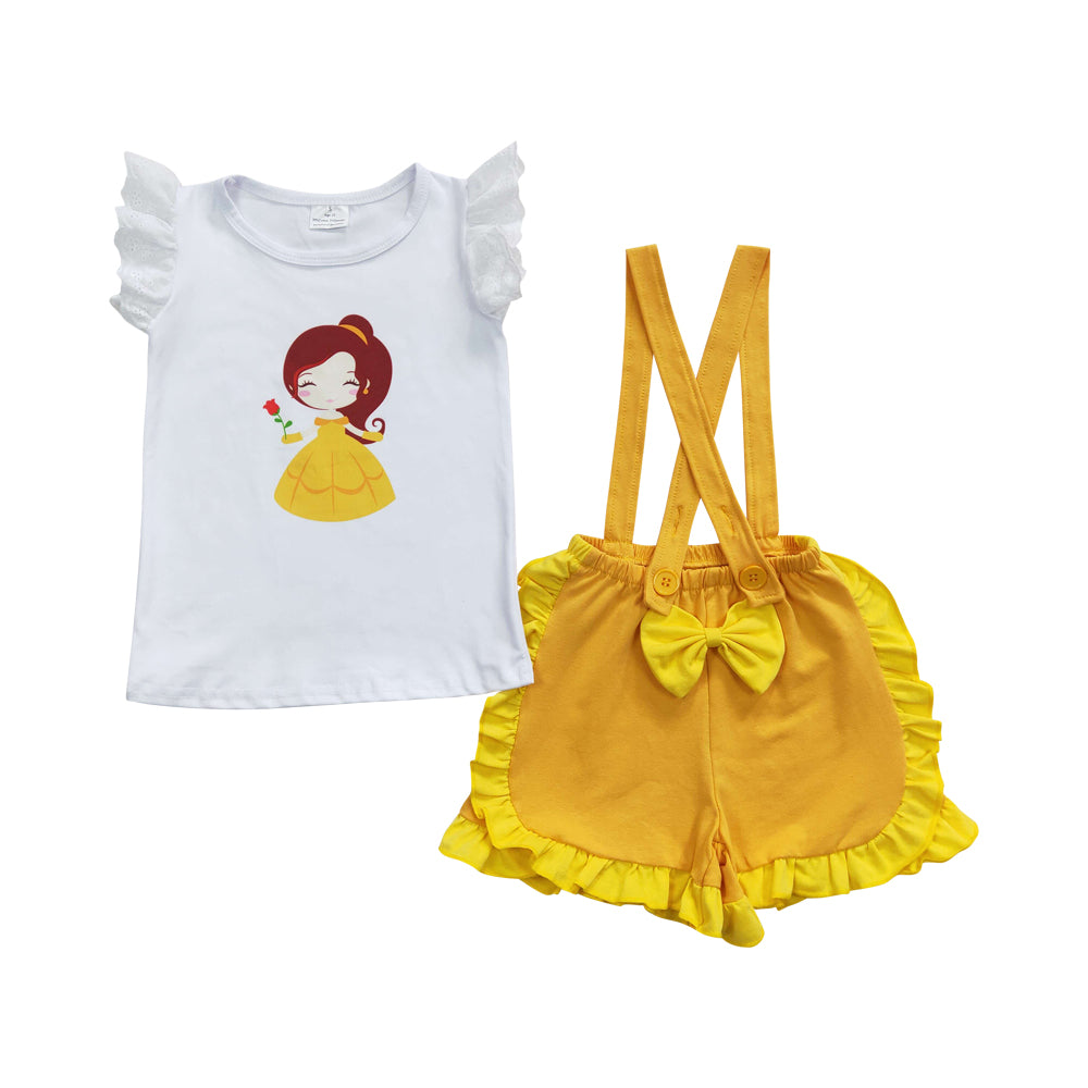 Baby girls summer princess suspender shorts sets