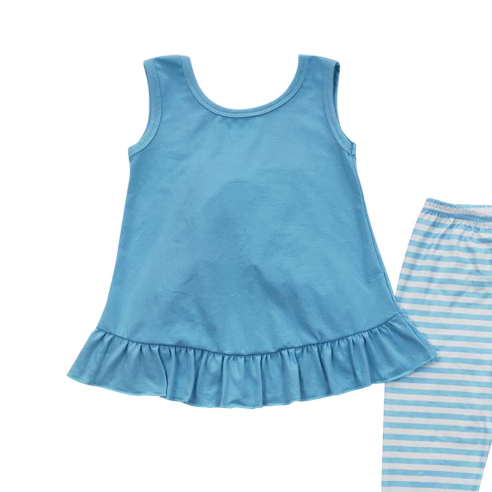 Baby Girls Blue Tunic Stripe Legging Pants Clothes Sets