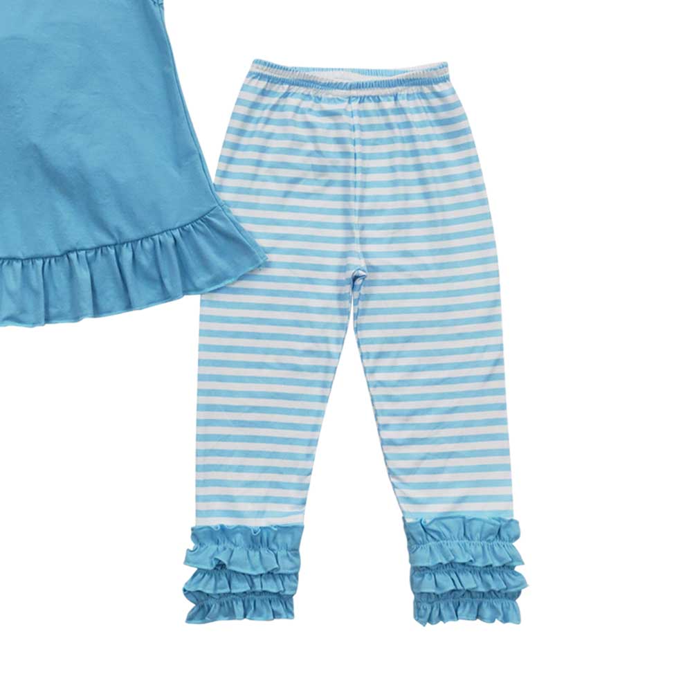 Baby Girls Blue Tunic Stripe Legging Pants Clothes Sets